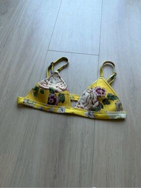 triangl swimwear Yellow Floral Triangle Bikini Top